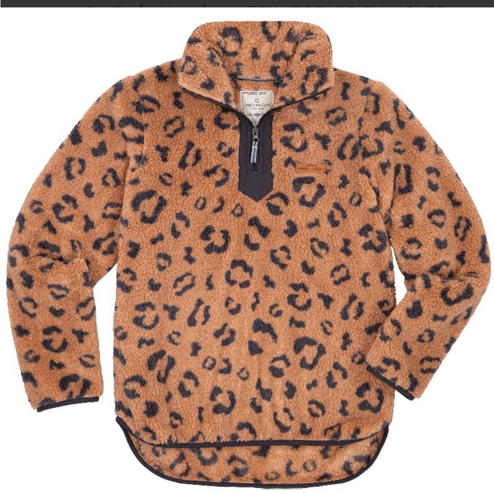 Simply Southern Leopard Sherpa Quarter Zip Pullover XL NWT - Picture 3 of 9
